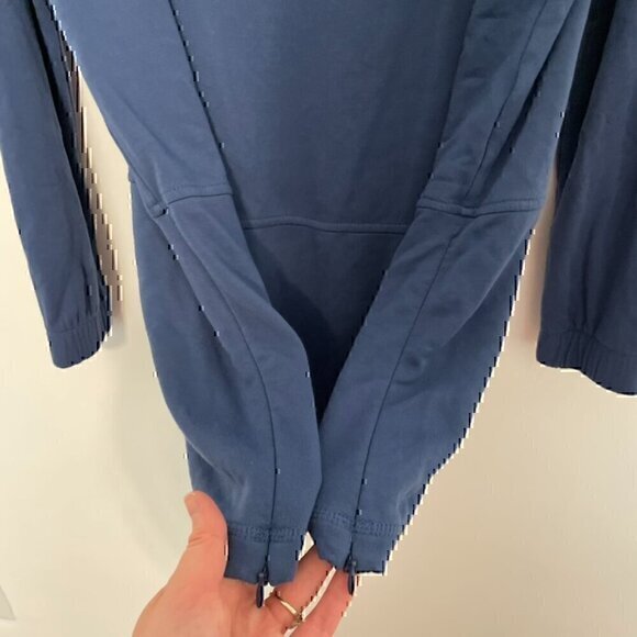 J. JILL Solid Blue Boat Neck Long Sleeve Fleece Lined Side Zip Zippers Tunic Top - Picture 5 of 12